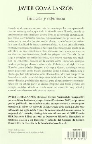 imitación y experiencia: 1 (biblioteca de bolsillo)