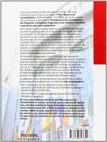 plan general de contabilidad y de pymes : reales decretos 1514/2007 y 1515/2007, de 16 de noviembre