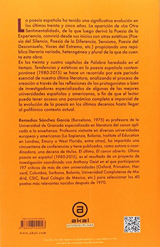 palabra heredada en el tiempo. tendencias y estéticas en la poesía española contemporánea (1985-2015): 368 (universitaria)