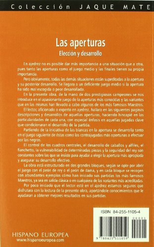 las aperturas. elección y desarrollo (jaque mate)