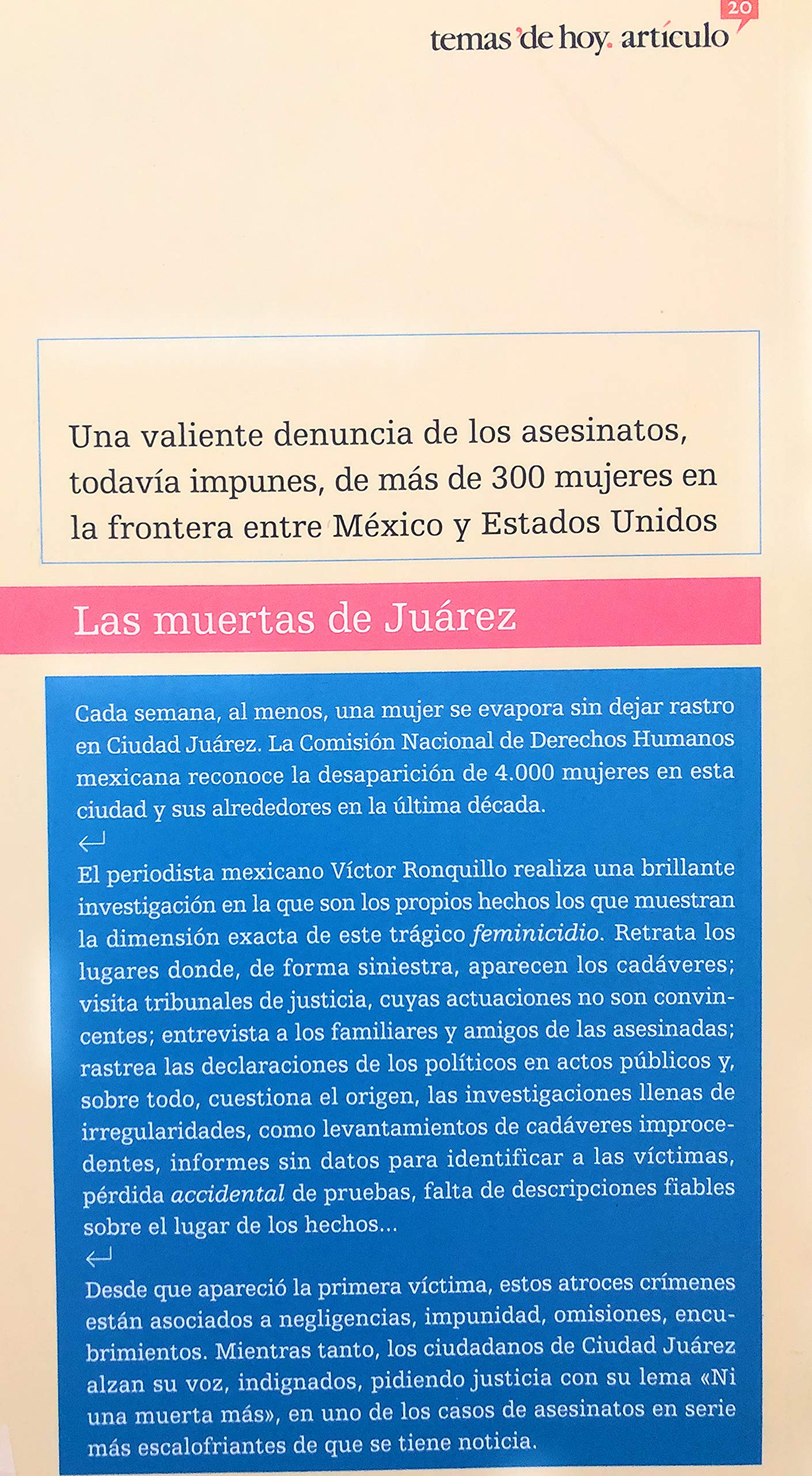 las muertas de juárez (artículo 20)